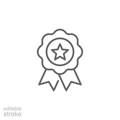 Award medals icon. Simple outline style. Reward, recognition, star, rosette, ribbon, win, prize, best, badge, labels of trusted quality concept. Thin line symbol. isolated design editable stroke