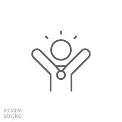 Self confidence icon. Outline style. Empowered person, inner strength, motivation, positive mindset, leadership attitude, personal success, self esteem. Thin line symbol. Editable stroke.