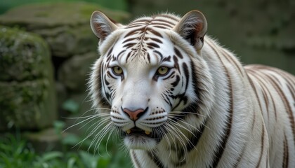 Majestic White Tiger Close-Up Portrait