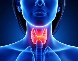 Thyroid gland highlighted on anatomical model