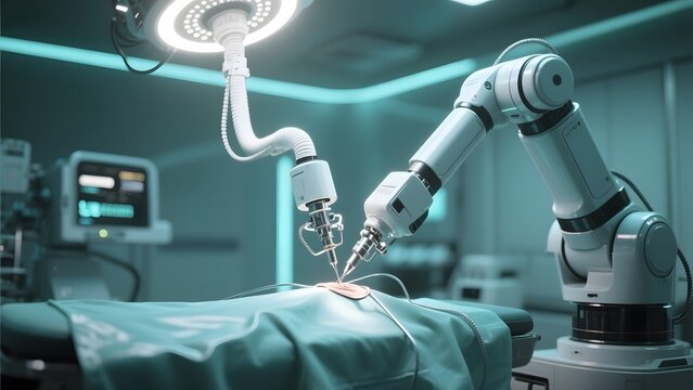 Robotic Surgery in a Modern Operating Room - Powered by Adobe