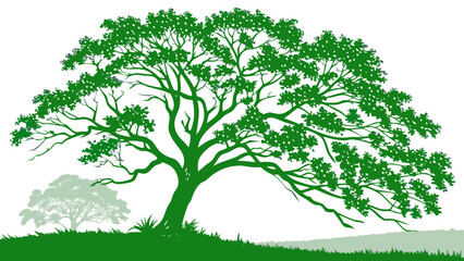High-quality vector illustration of a lush green tree with detailed leaves and branches, perfect for nature designs, eco themes, educational materials, and environmental graphics.

