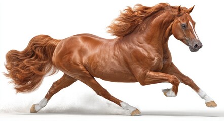 Obraz premium Chestnut Horse Isolated on White Background is synonymous with horse, chestnut horse, and brown horse