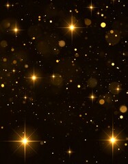 Sparkling gold dust effect on black background