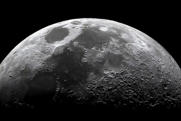 Naklejka premium intricate lunar surface macro with craters in dark space 