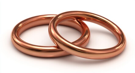 Fototapeta premium Rose gold, wedding rings, and wedding band are common descriptions for Two Rose Gold Wedding Rings