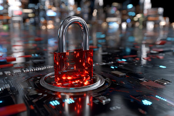 Cybersecurity Service Concept for Digital Data Protection With Padlock, Shield, and Login Protection in Cyberspace