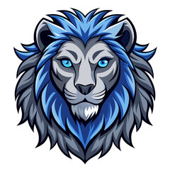 Blue and Gray Lion Head Mascot