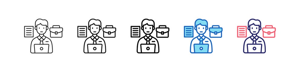 Employee Icon In 5 Different Styles Set Collection.   