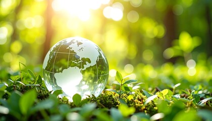 Transparent globe in lush greenery
