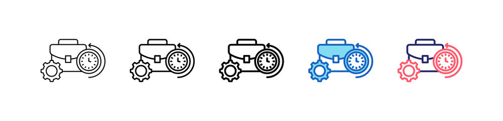 Part Time Icon In 5 Different Styles Set Collection.   