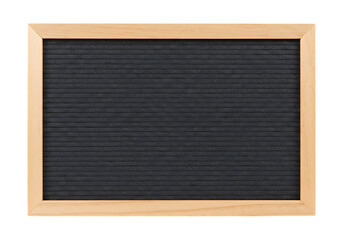 Felt nameplate board and wooden frame, straight-on view