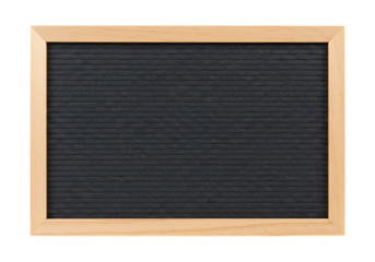 Felt nameplate board and wooden frame, straight-on view