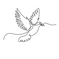 Naklejka premium Bird flying icon continuous one line drawing of outline vector illustration