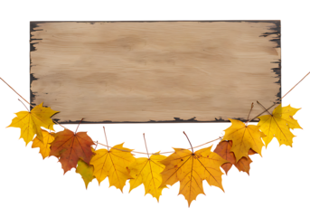 Seasonal clearance sale board with wooden texture and autumn decor for retail promotion