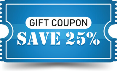 Gift Coupon – Save 25% Discount Deal Ticket. Save 25% Symbol Design