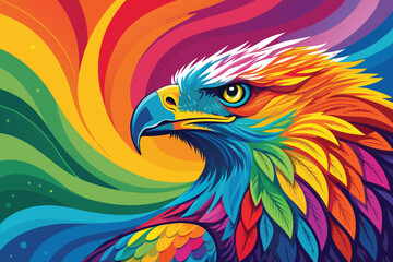 Autumn Landscape with Eagle Head – Colorful Abstract Pattern Background, Nature and Wildlife Concept, Fall Season Design, Vector Illustration, Summer to Autumn Transition Art Template

