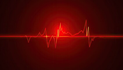 Red graphic of a heart beat pattern.
