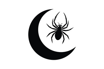 crescent moon with spider vector icon © SreeAtul