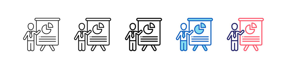 Presentation Icon In 5 Different Styles Set Collection.   