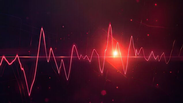 Abstract graphic of a dynamic red waveform.
