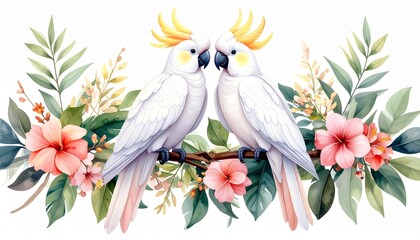 Quirky Cockatoos on Jungle Vines