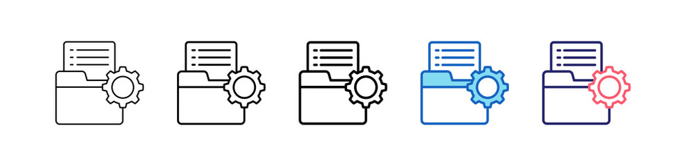 Folder Management Icon In 5 Different Styles Set Collection.   