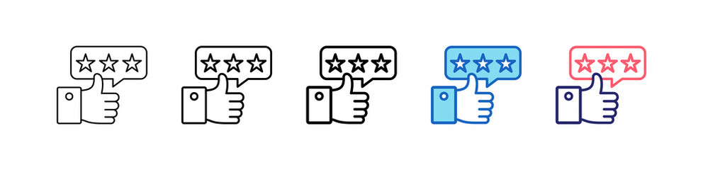 Review Icon In 5 Different Styles Set Collection.   
