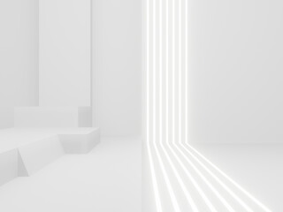 Fototapeta premium 3D White background with neon lights