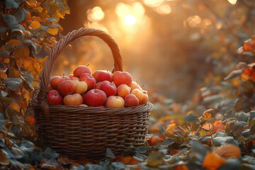 Basket full of ripe red apples.