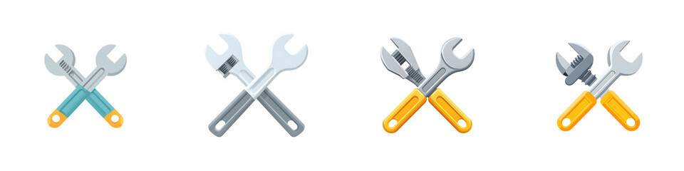Fototapeta premium Adjustable Wrench Set - Cross Design Tool Illustration