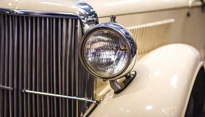 Fototapeta premium Vintage car headlight close-up