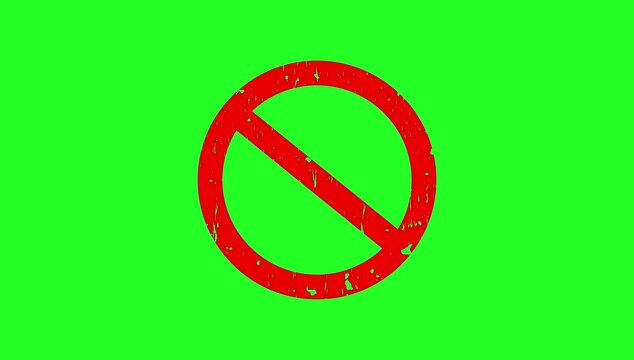 Ban sign red circle and line No Sign Icon. Red Crossed Circle Banned stamp animation red banned badge animation 4k green background