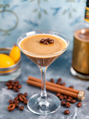 Expresso Martini with Coffee Bean Garnish, Alcoholic Beverage Cocktail