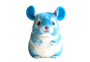 3d Cute blue chinchilla plush toy isolated on transparent background