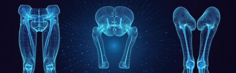 3d rendering of human legs and hip bones.
