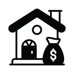 A premium glyph  style icon for home cost analysis