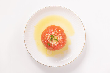 冷やしトマト（湯剥き　オリーブオイル　粉チーズ）
