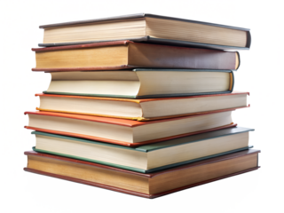 A stack of old books isolated on transparent background