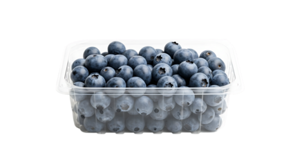 Fresh blueberries in a plastic container isolated on transparent background, a healthy and delicious snack, rich in vitamins and antioxidants, perfect for a nutritious diet