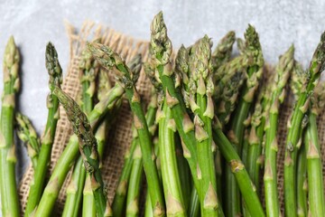 Top view of fresh green asparagus background. Close-up