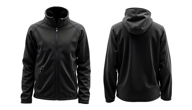 Black Jacket Front and Back Isolated on White Background