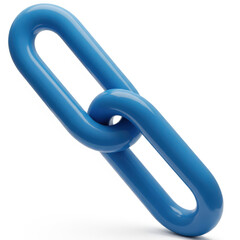 A Bold Blue Chain Link Isolated on White, Symbolizing Connection and Strength, Ideal for Graphic Design Projects and Conceptual Visualizations with a Modern Aesthetic