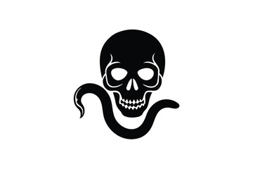 skull with snake vector icon