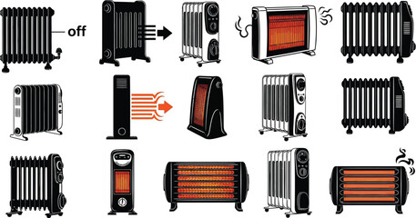 Diverse electric heaters providing warmth and comfort in various styles