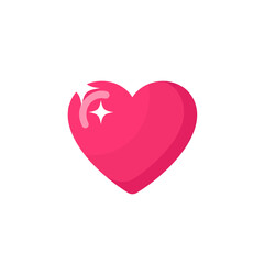 A vibrant pink heart with a sparkling highlight, isolated on a white background, representing love and affection.