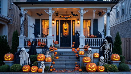 Elegant Halloween Themed House Full of Decor and Pumpkins