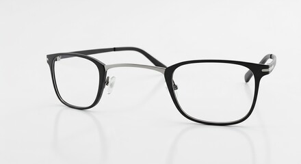 Stylish Black Eyeglass Frames with Silver Accents on a White Background