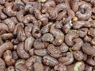 Roasted Cashew Nuts in Shell – Close-up Background