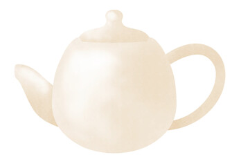 シンプルな白いティーポットのイラスト
